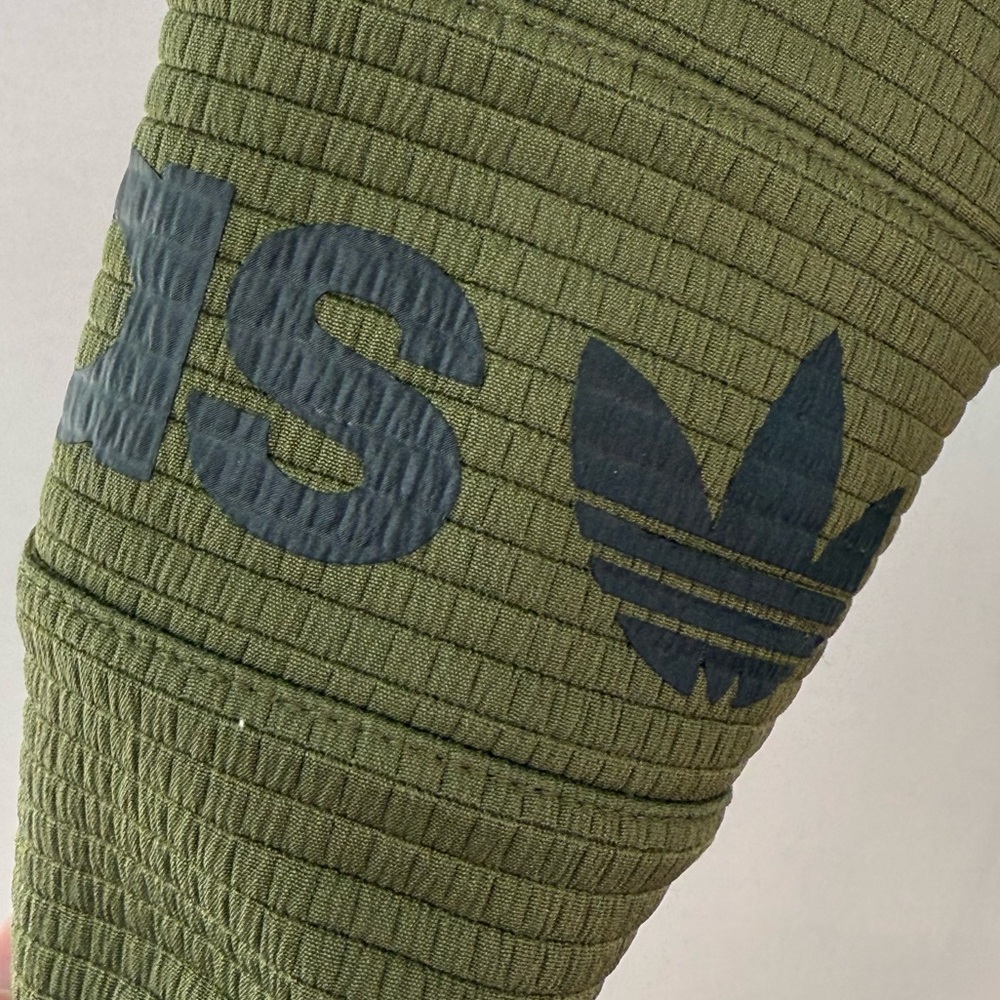 Adidas Olive Green "Three Stripe" Print Bomber Jacket - Picture 9 of 16